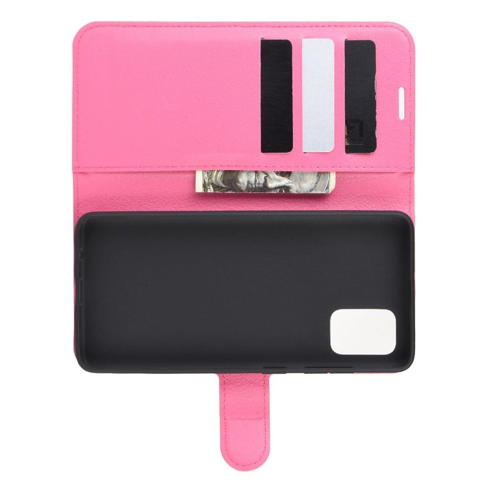 Чехол книжка кошелек с отделениями для карт и подставкой для Samsung Galaxy A51 - Светло-Розовый