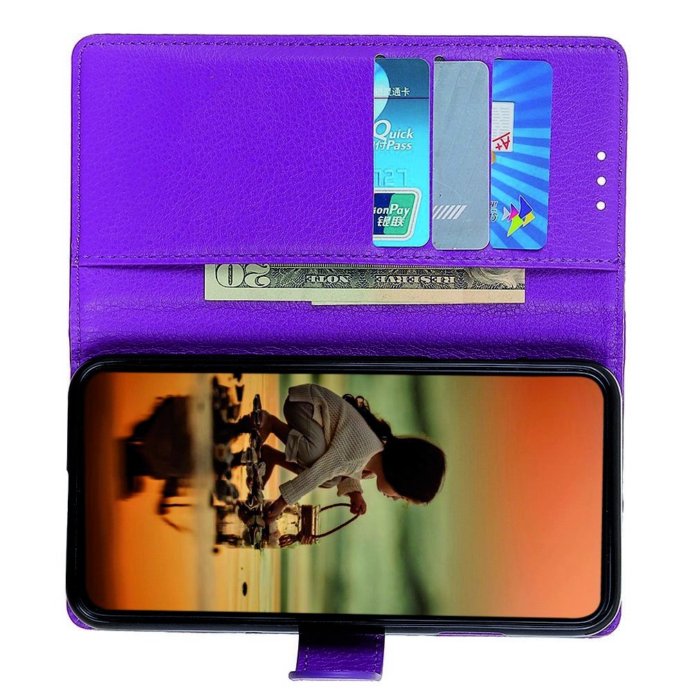 Чехол книжка кошелек с отделениями для карт и подставкой для Samsung Galaxy A70s - Фиолетовый