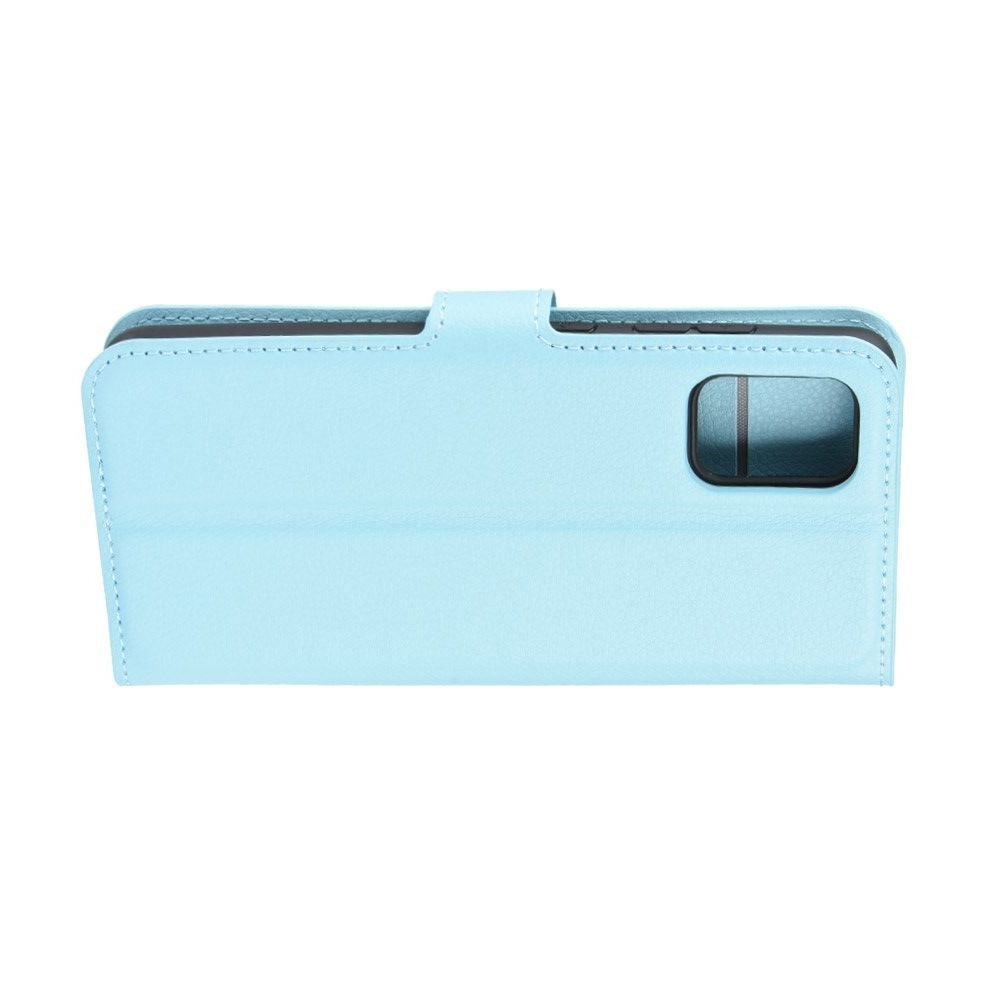 Чехол книжка кошелек с отделениями для карт и подставкой для Samsung Galaxy A71 - Голубой