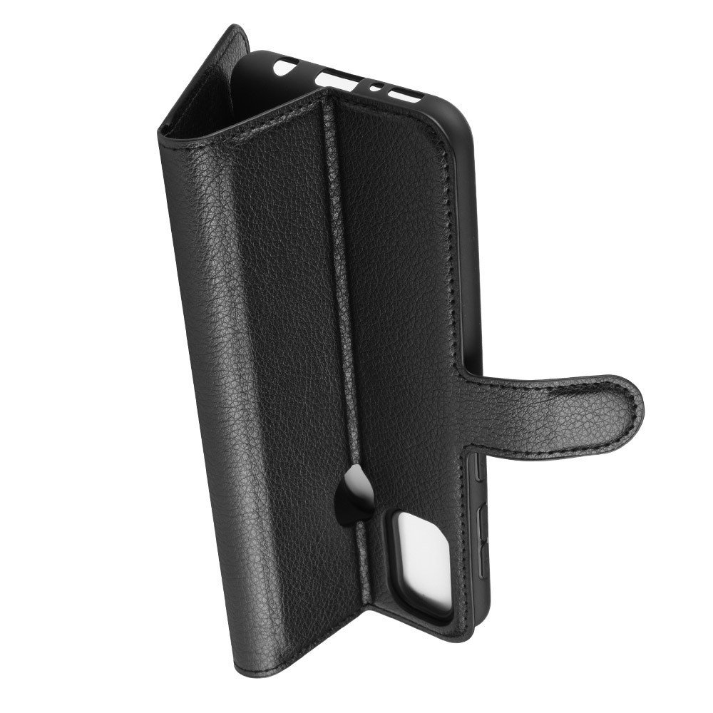 Чехол книжка кошелек с отделениями для карт и подставкой для Samsung Galaxy M30s - Черный