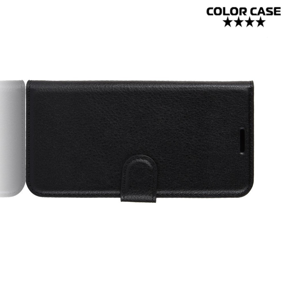 Чехол книжка кошелек с отделениями для карт и подставкой для Samsung Galaxy Note 10 - Черный