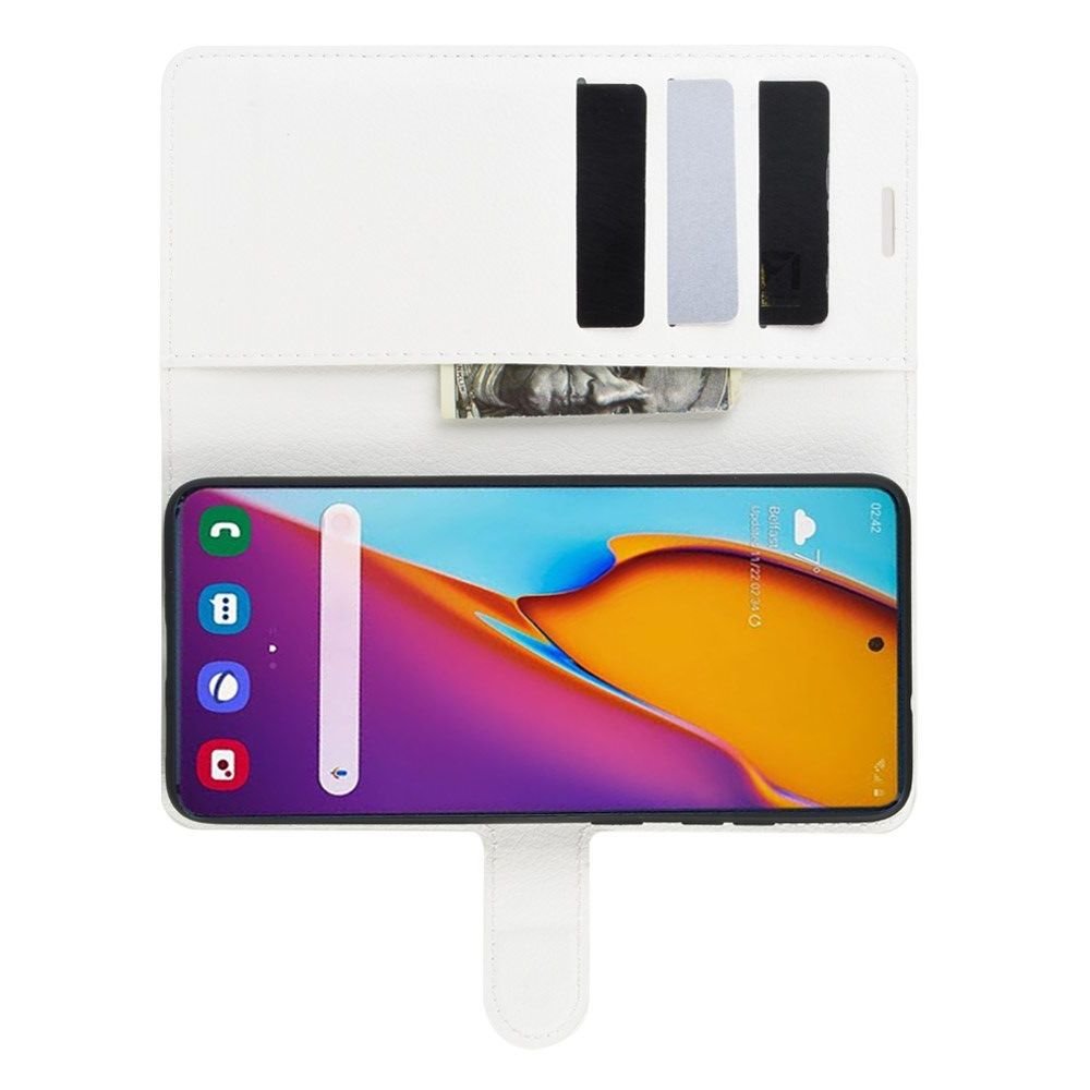 Чехол книжка кошелек с отделениями для карт и подставкой для Samsung Galaxy S20 Plus - Белый