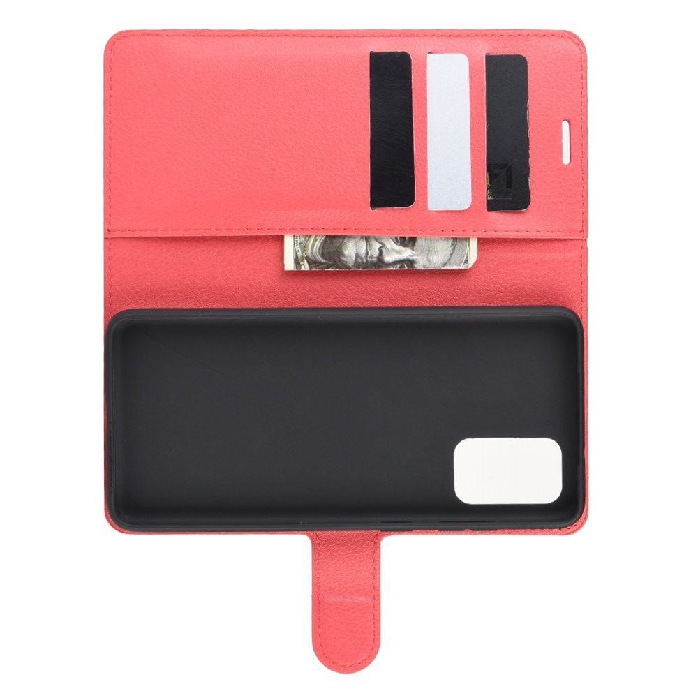Чехол книжка кошелек с отделениями для карт и подставкой для Samsung Galaxy S20 Plus - Красный