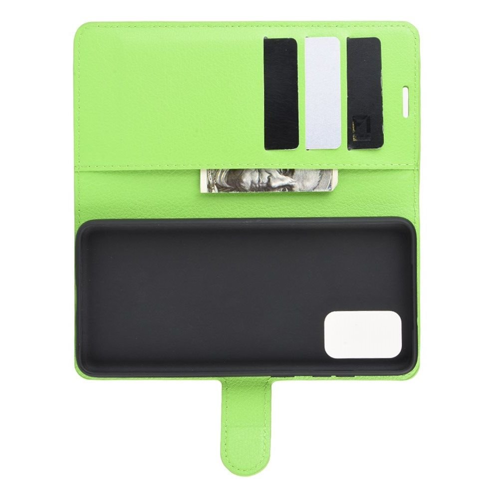 Чехол книжка кошелек с отделениями для карт и подставкой для Samsung Galaxy S20 Plus - Зеленый