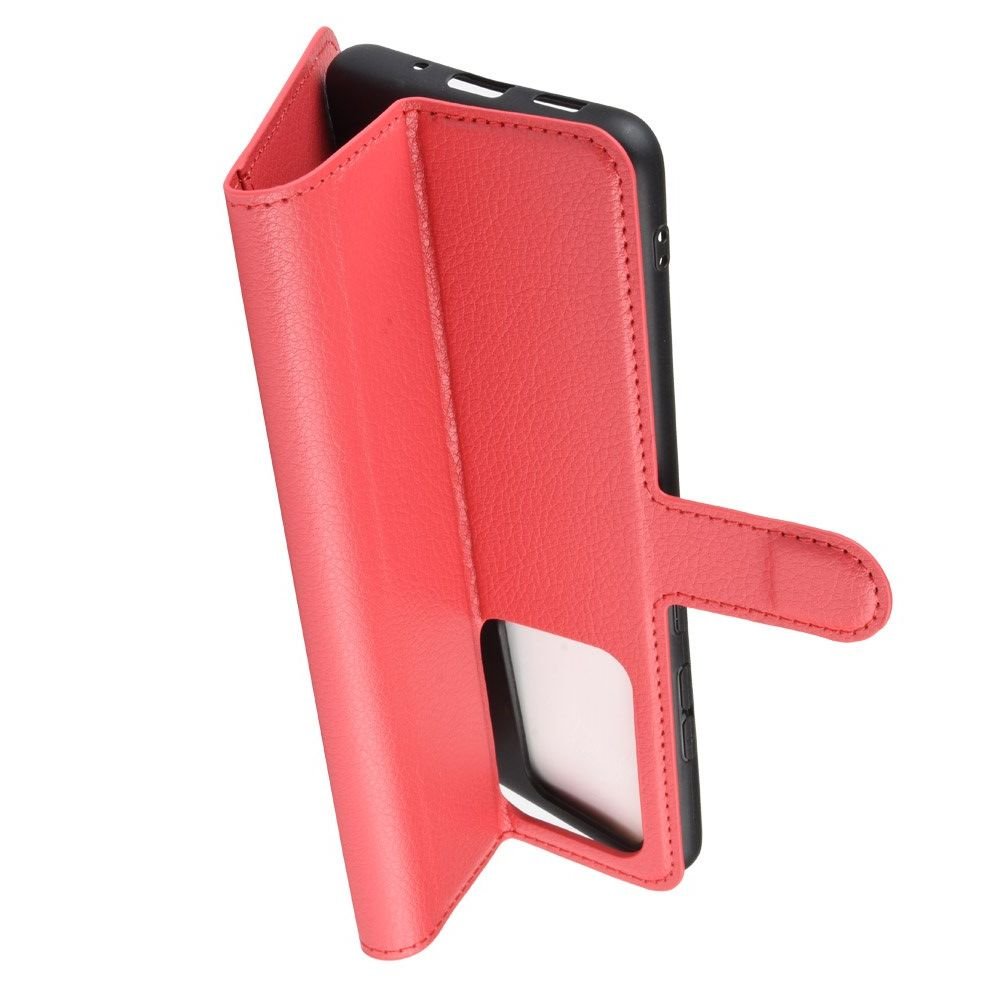 Чехол книжка кошелек с отделениями для карт и подставкой для Samsung Galaxy S20 Ultra - Красный