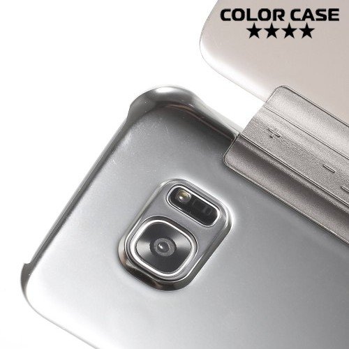 Чехол книжка для Samsung Galaxy S7 Edge с функцией Clear View Cover - Серебряный