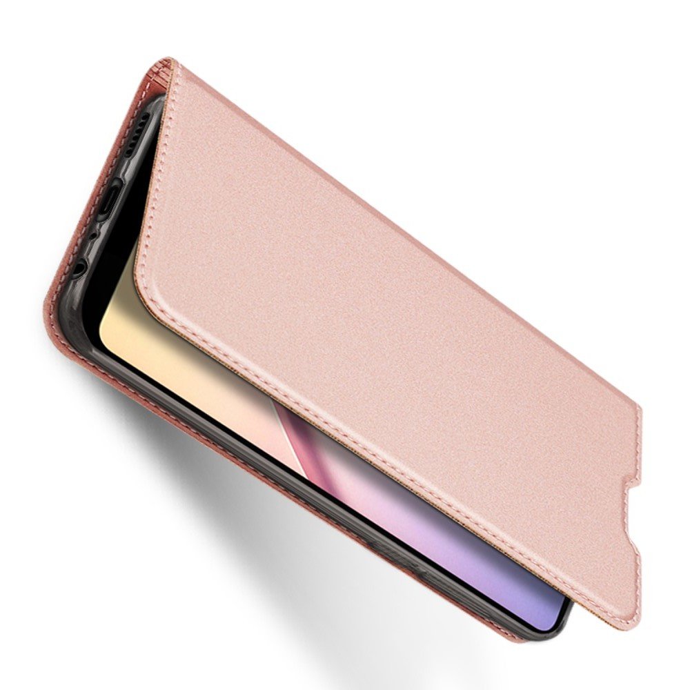 Dux Ducis чехол книжка для Samsung Galaxy A21 с магнитом и отделением для карты - Светло-Розовый
