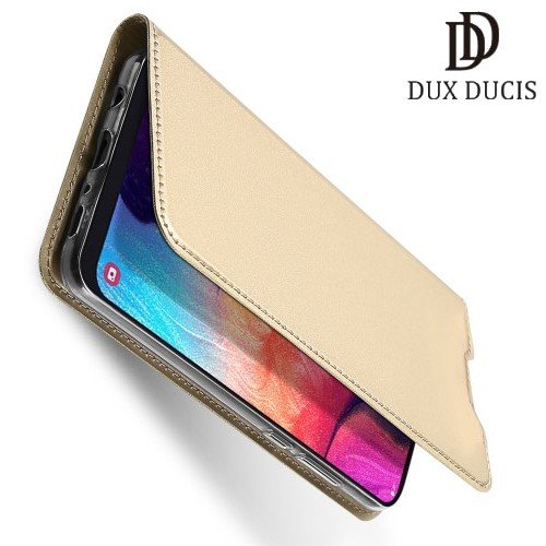 Dux Ducis чехол книжка для Samsung Galaxy A50 / A30s с магнитом и отделением для карты - Золотой