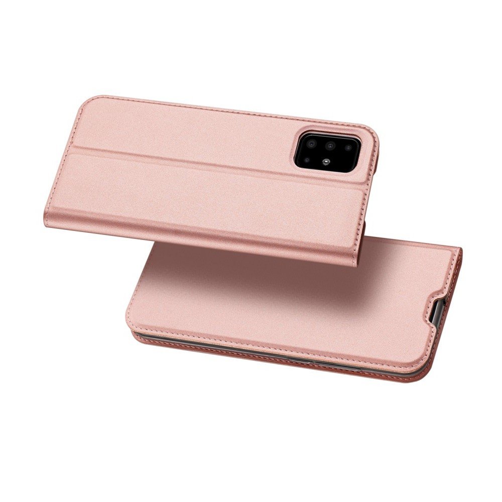 Dux Ducis чехол книжка для Samsung Galaxy A51 с магнитом и отделением для карты - Розовое Золото