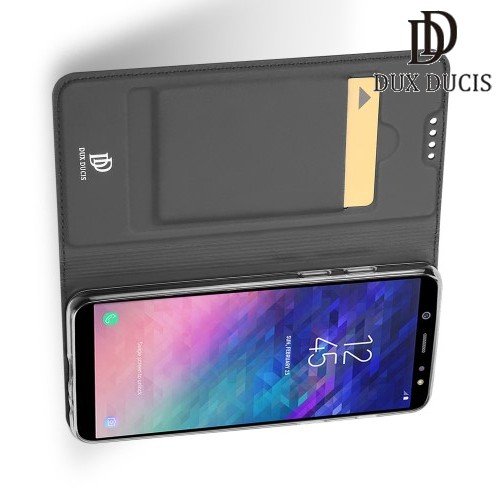 Dux Ducis чехол книжка для Samsung Galaxy A6 2018 SM-A600F с магнитом и отделением для карты - Серый