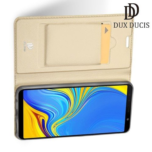 Dux Ducis чехол книжка для Samsung Galaxy A7 2018 SM-A750F с магнитом и отделением для карты - Золотой