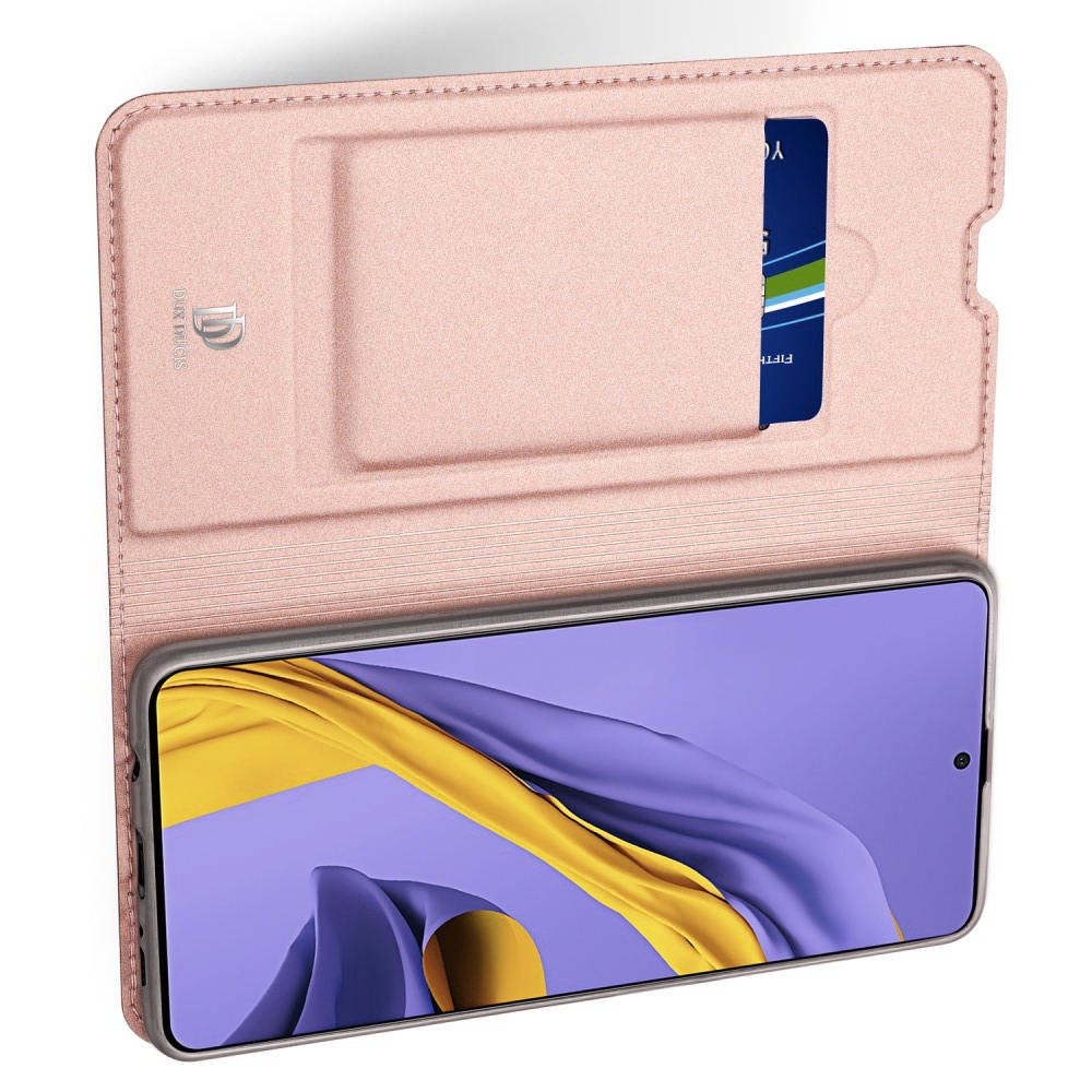 Dux Ducis чехол книжка для Samsung Galaxy A71 с магнитом и отделением для карты - Светло-Розовый