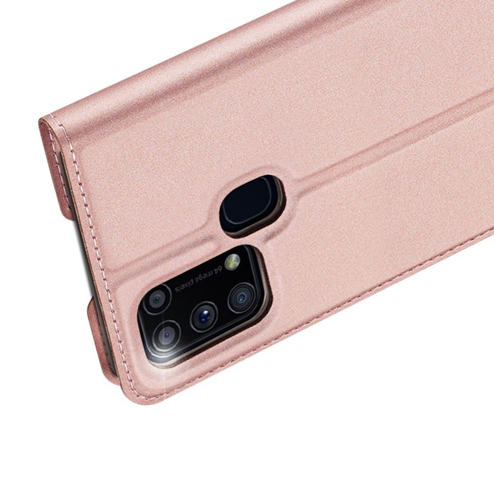 Dux Ducis чехол книжка для Samsung Galaxy M31 с магнитом и отделением для карты - Розовый
