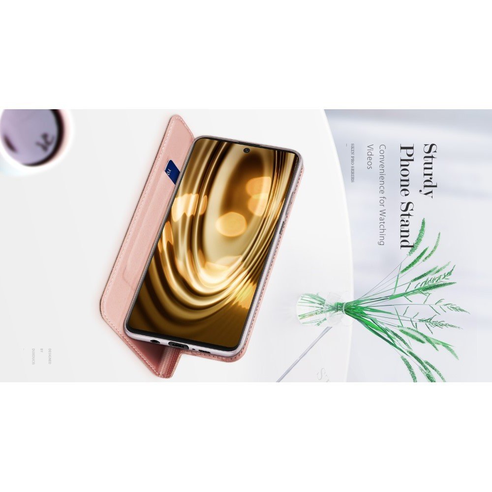 Dux Ducis чехол книжка для Samsung Galaxy M51 с магнитом и отделением для карты - Розовый