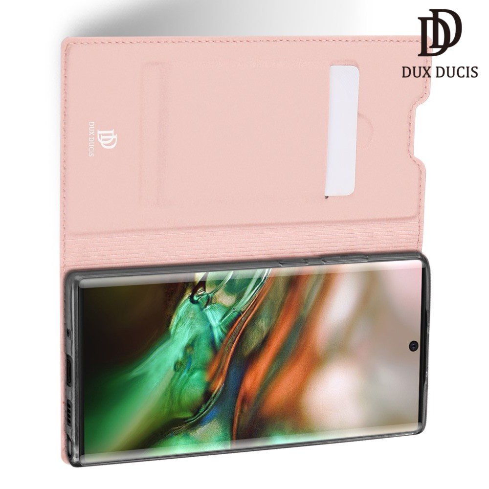 Dux Ducis чехол книжка для Samsung Galaxy Note 10 с отделением для карты - Розовое Золото