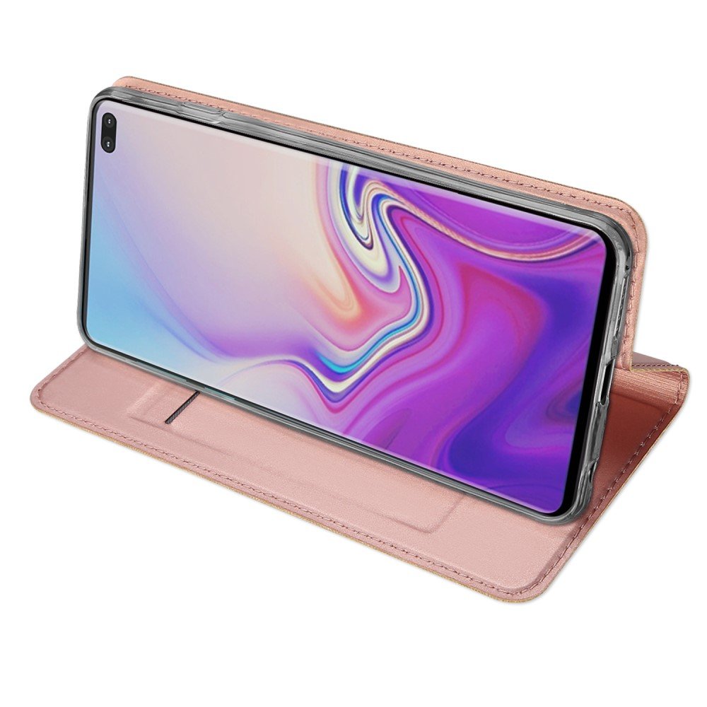 Dux Ducis чехол книжка для Samsung Galaxy S10 Plus с магнитом и отделением для карты - Розовый