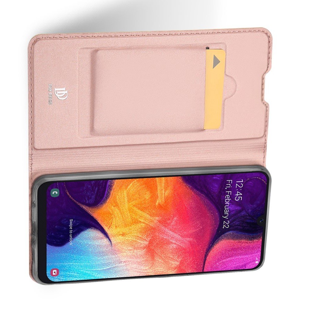 DUX DUCIS Тонкий Чехол для Телефона Samsung Galaxy A50 / A30s с Покрытием из Искусственной Кожи Розовое Золото
