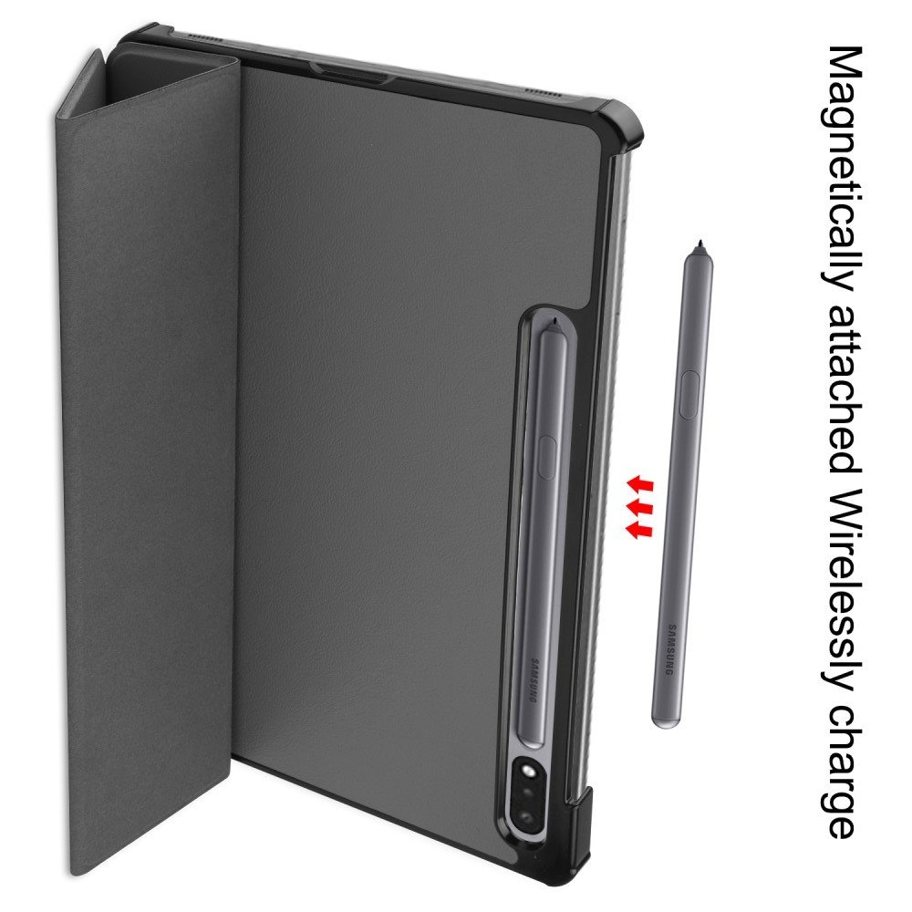 Двухсторонний чехол книжка для Samsung Galaxy Tab S7 с подставкой - Серый