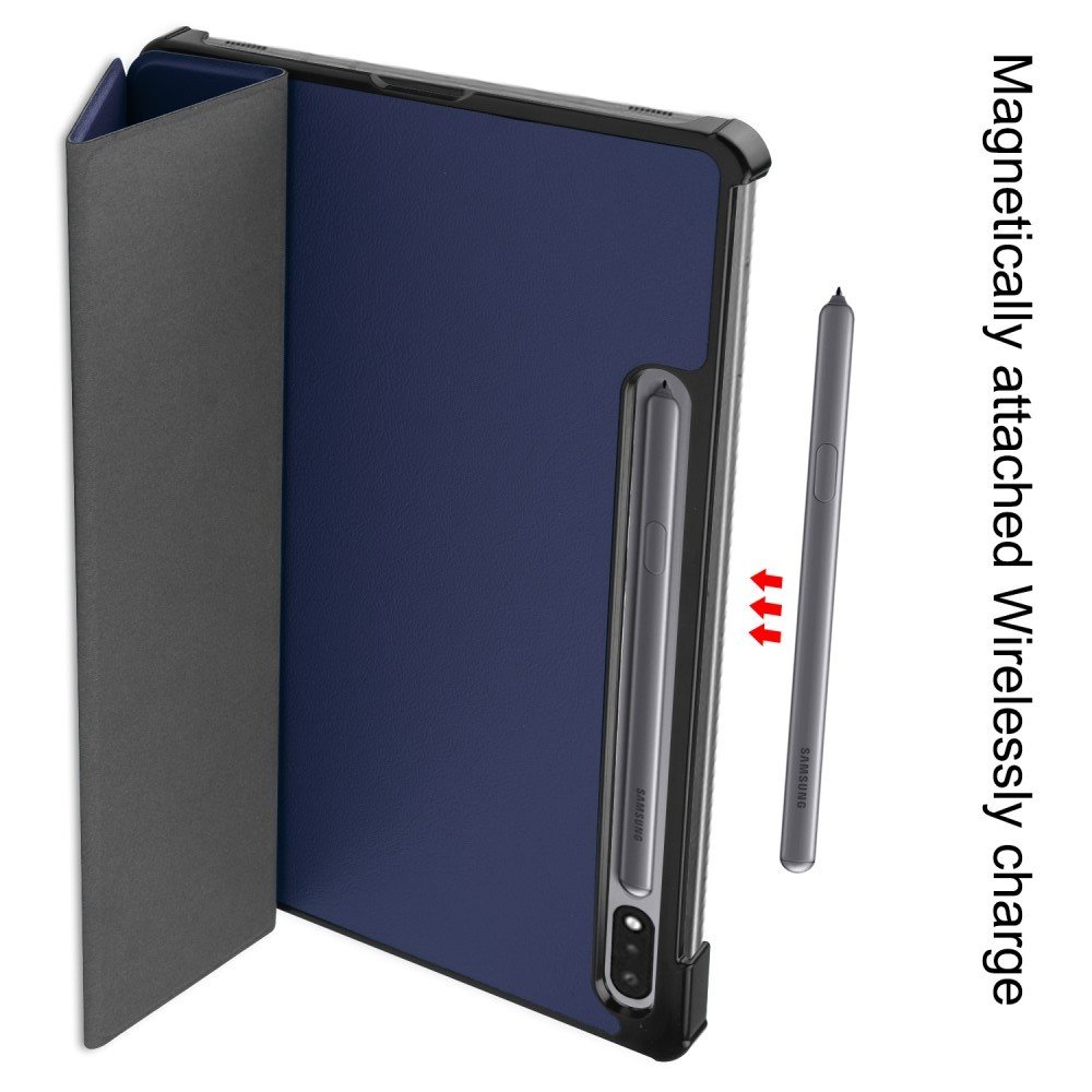 Двухсторонний чехол книжка для Samsung Galaxy Tab S7 с подставкой - Синий
