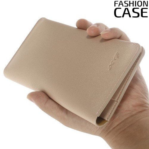 Fashion Case Универсальный тонкий чехол кошелек со скрытой магнитной застежкой - Бежевый