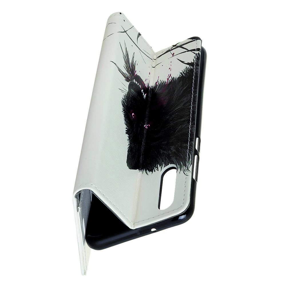 Флип чехол книжка для Samsung Galaxy A70s с рисунком черный