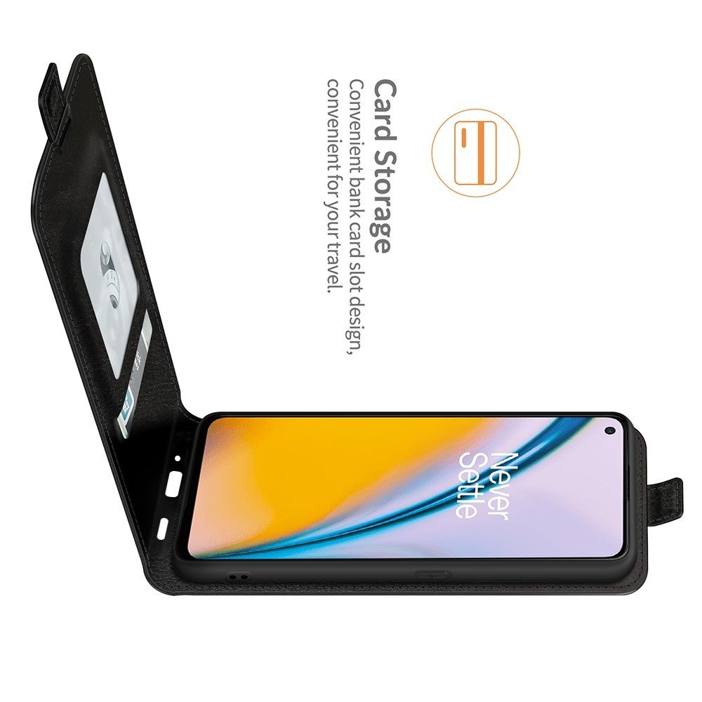 Флип чехол книжка вертикальная для OnePlus Nord 2 5G - Черный