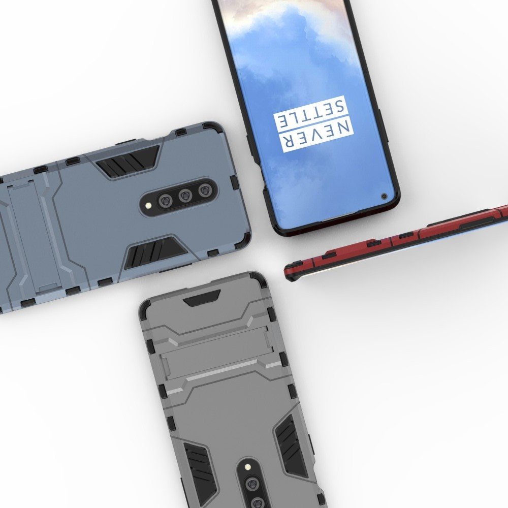 Hybrid Armor Ударопрочный чехол для OnePlus 8 с подставкой - Черный