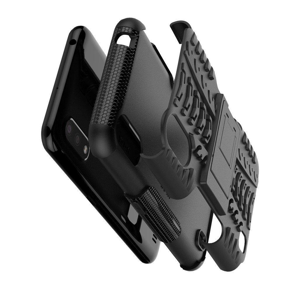 Hybrid Armor Ударопрочный чехол для Samsung Galaxy A01 с подставкой - Черный