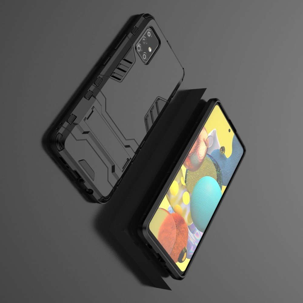 Hybrid Armor Ударопрочный чехол для Samsung Galaxy A51 с подставкой - Черный