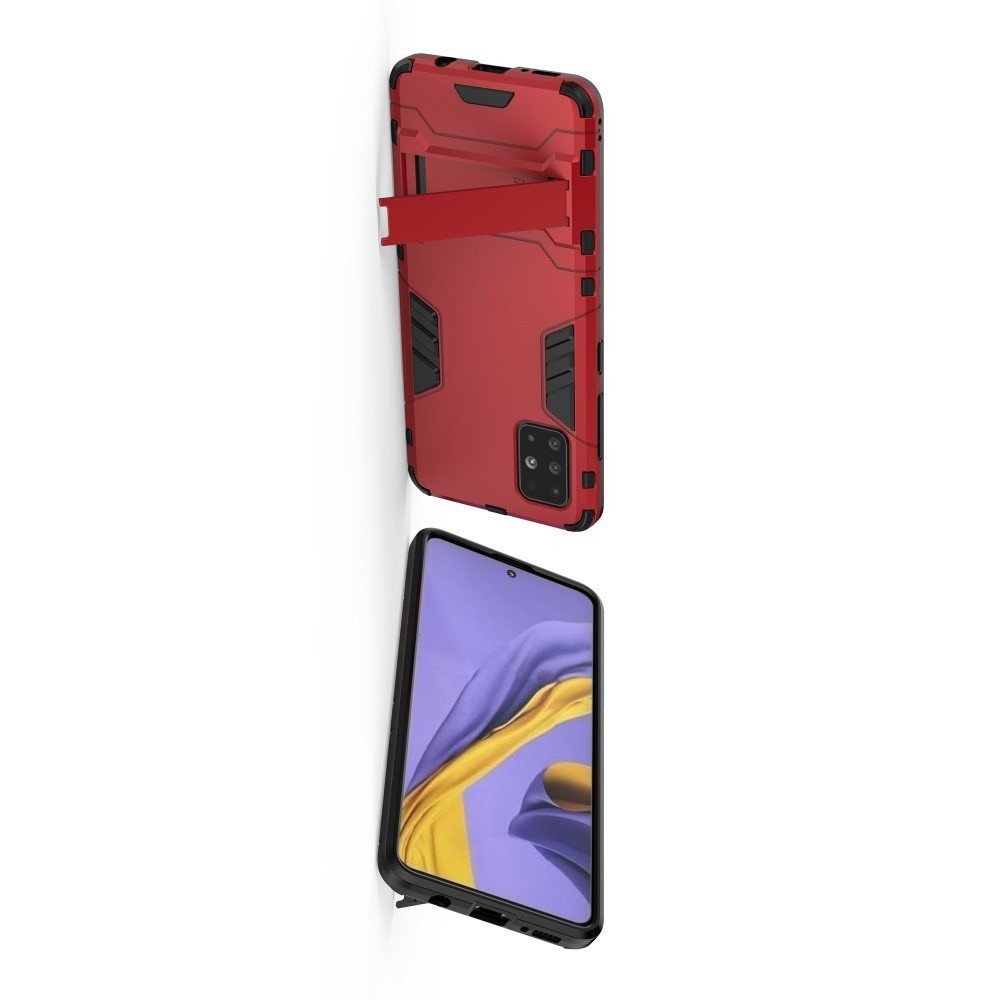Hybrid Armor Ударопрочный чехол для Samsung Galaxy A51 с подставкой - Красный