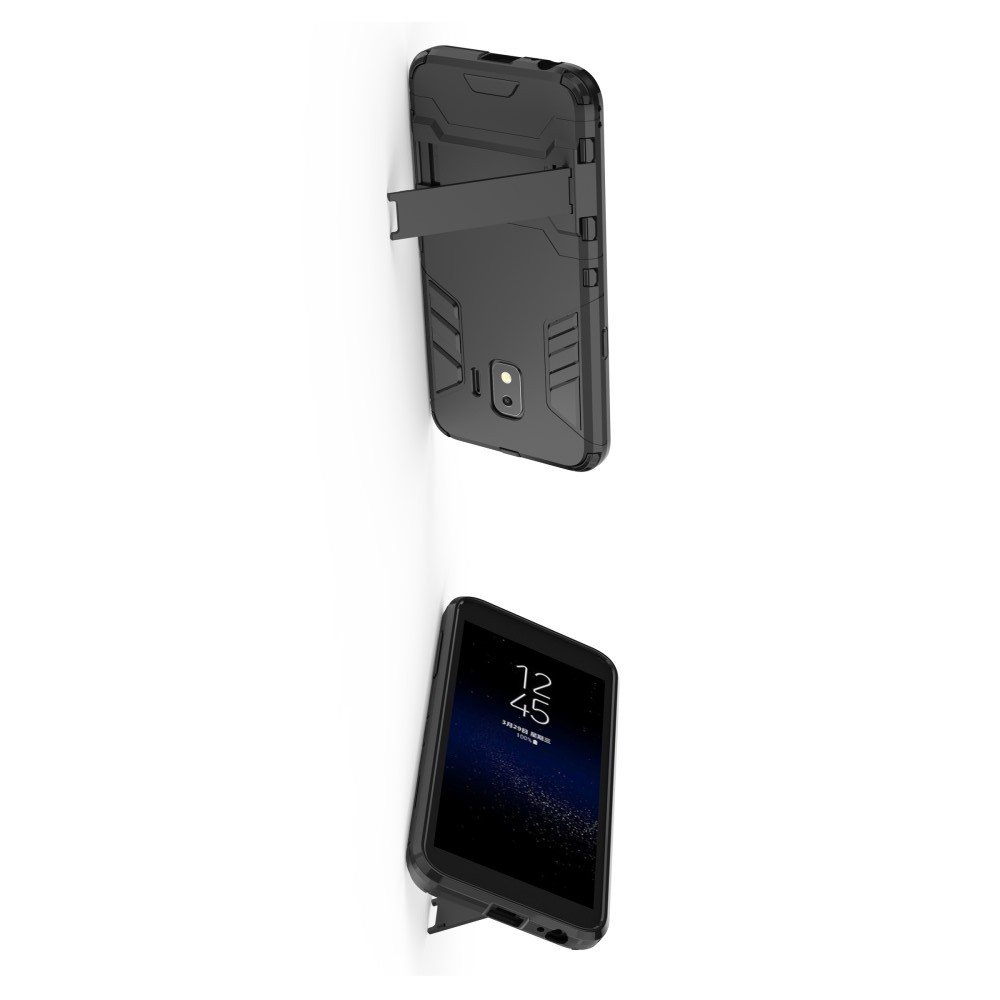 Hybrid Armor Ударопрочный чехол для Samsung Galaxy J2 Core (2020) с подставкой - Черный