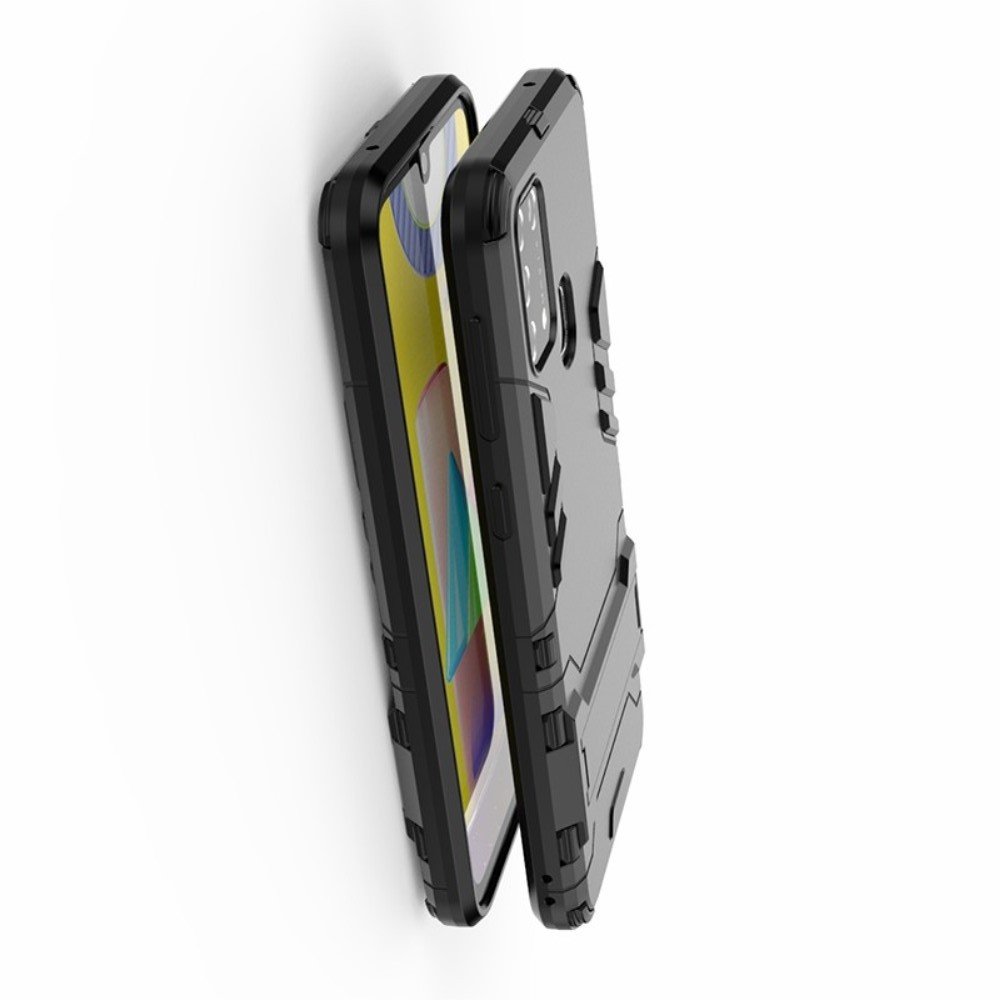 Hybrid Armor Ударопрочный чехол для Samsung Galaxy M31 с подставкой - Черный