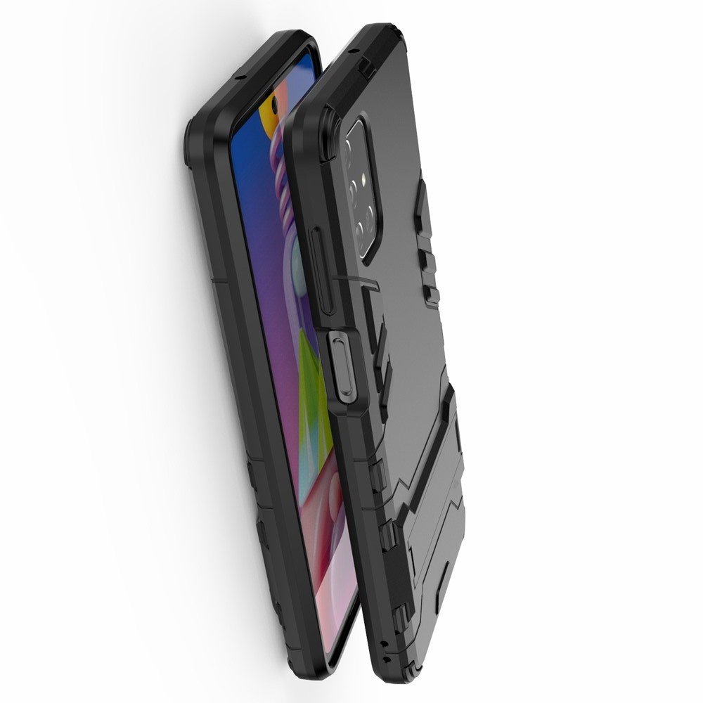 Hybrid Armor Ударопрочный чехол для Samsung Galaxy M51 с подставкой - Черный