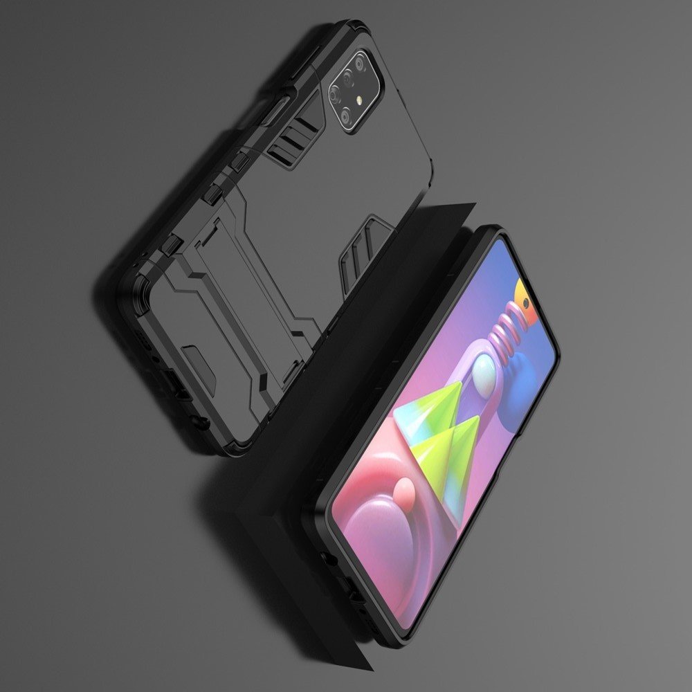 Hybrid Armor Ударопрочный чехол для Samsung Galaxy M51 с подставкой - Черный