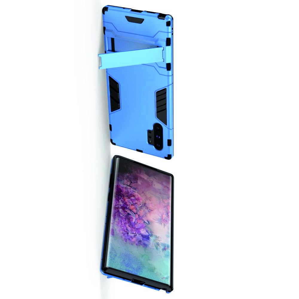 Hybrid Armor Ударопрочный чехол для Samsung Galaxy Note 10 Plus / 10+ с подставкой - Голубой