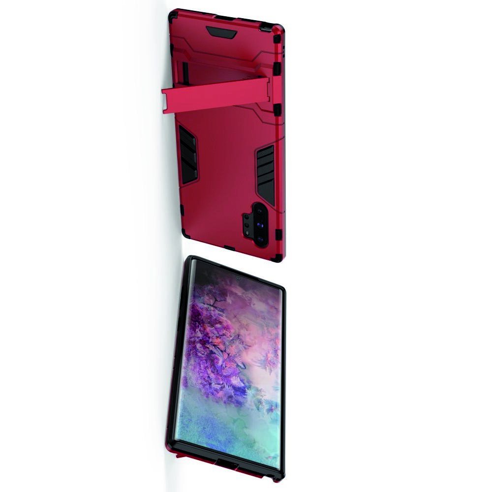 Hybrid Armor Ударопрочный чехол для Samsung Galaxy Note 10 Plus / 10+ с подставкой - Красный