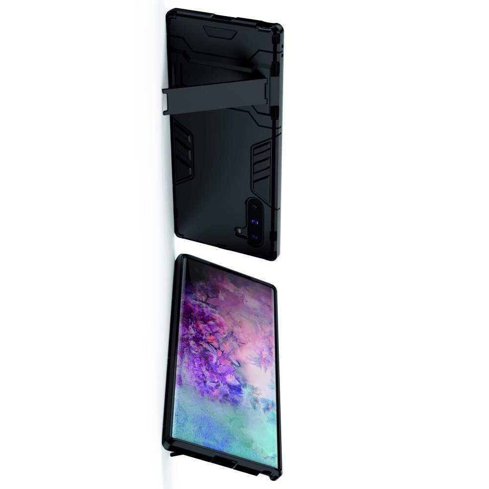 Hybrid Armor Ударопрочный чехол для Samsung Galaxy Note 10 с подставкой - Черный