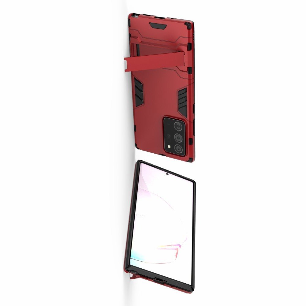 Hybrid Armor Ударопрочный чехол для Samsung Galaxy Note 20 Ultra с подставкой - Красный