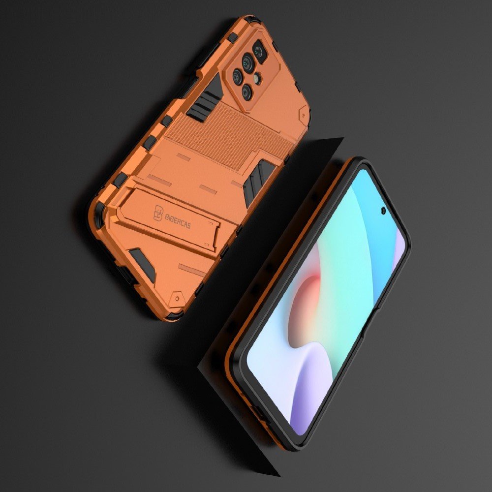 Hybrid Armor Ударопрочный чехол для Xiaomi Redmi 10 с подставкой - Оранжевый