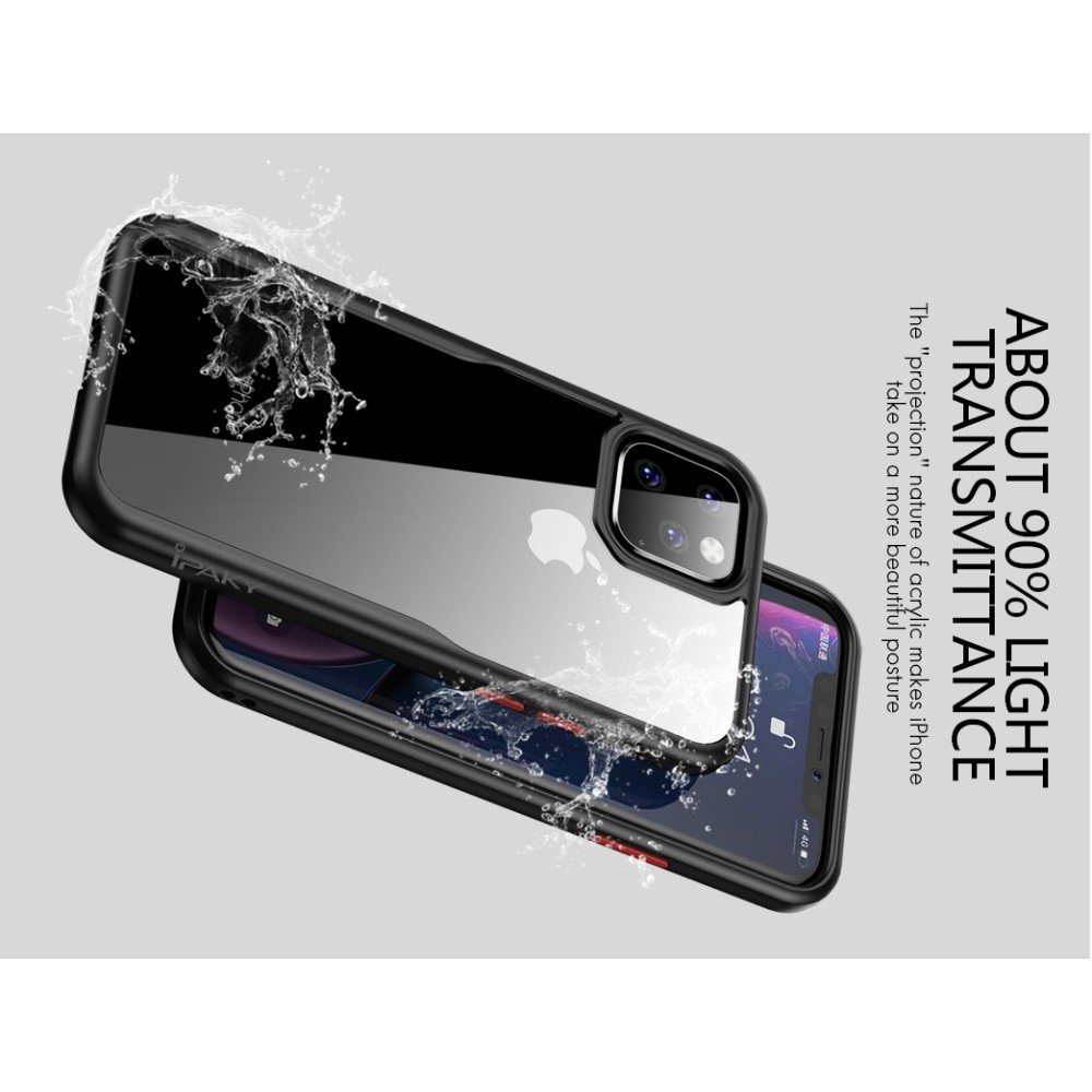 iPaky Hybrid прозрачный двухкомпонентный пластиковый чехол для iPhone 11 Pro - черная силиконовая рамка