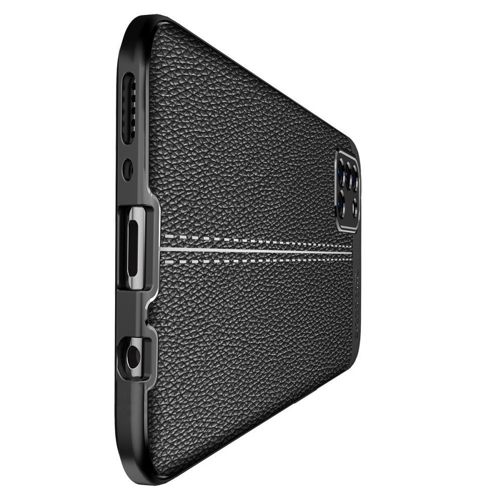 Leather Litchi силиконовый чехол накладка для Samsung Galaxy A31 - Черный