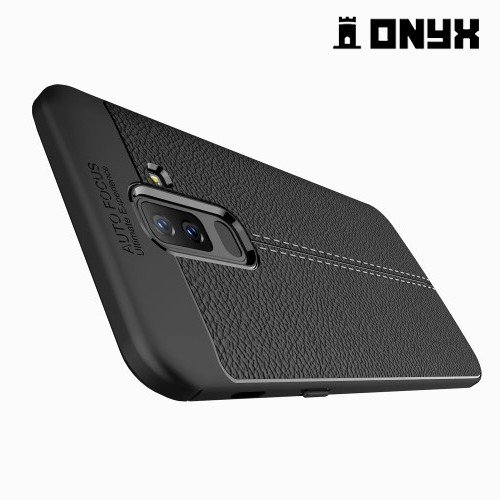 Leather Litchi силиконовый чехол накладка для Samsung Galaxy A6 Plus 2018 - Черный