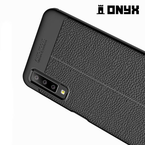 Leather Litchi силиконовый чехол накладка для Samsung Galaxy A7 2018 SM-A750F - Черный