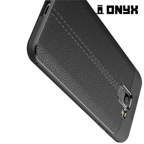 Leather Litchi силиконовый чехол накладка для Samsung Galaxy J6 2018 SM-J600F - Черный