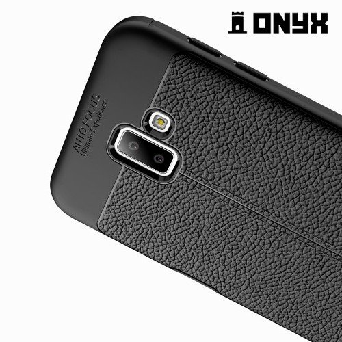 Leather Litchi силиконовый чехол накладка для Samsung Galaxy J6 Plus - Черный