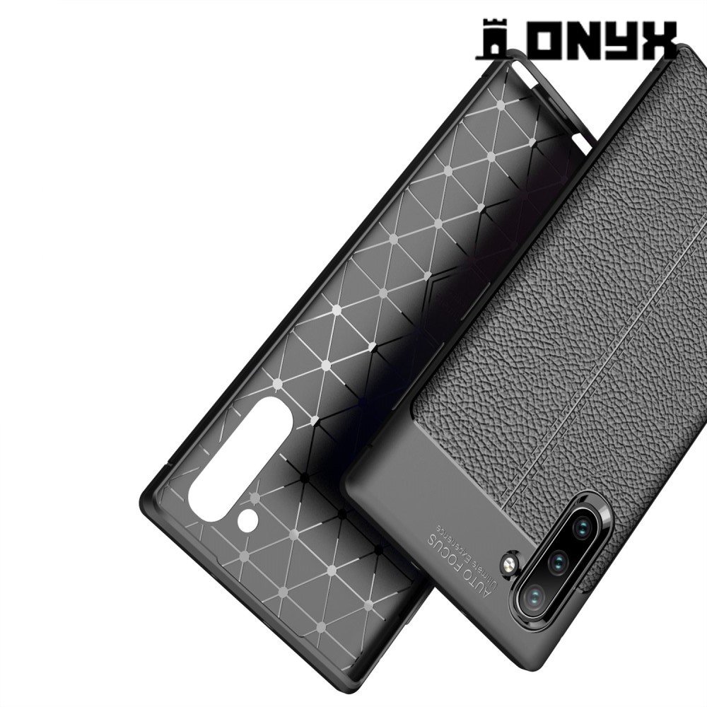 Leather Litchi силиконовый чехол накладка для Samsung Galaxy Note 10 - Черный