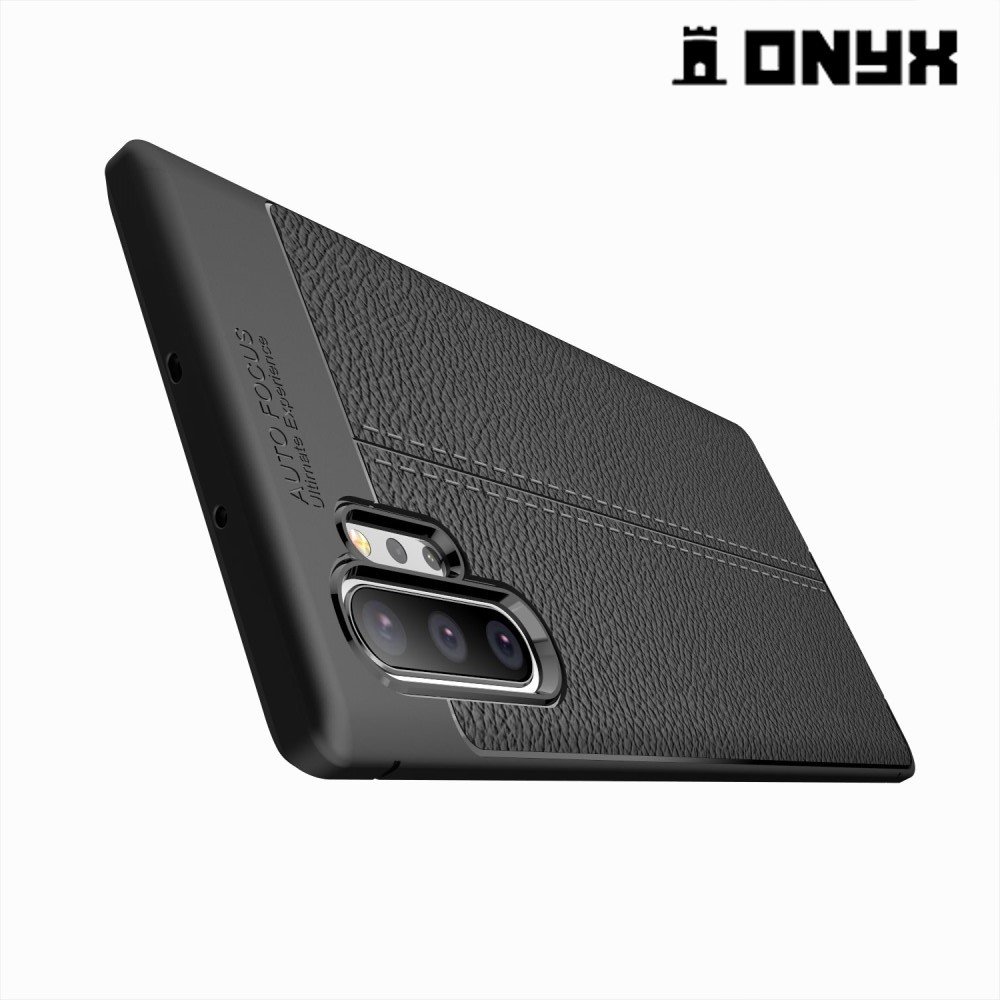 Leather Litchi силиконовый чехол накладка для Samsung Galaxy Note 10+ - Черный