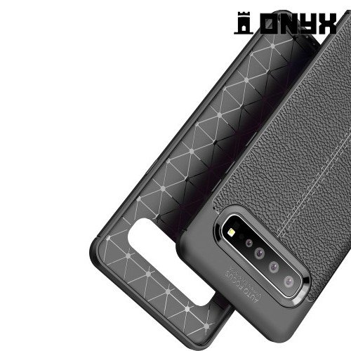 Leather Litchi силиконовый чехол накладка для Samsung Galaxy S10 5G - Черный