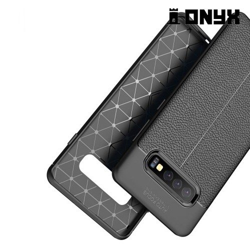 Leather Litchi силиконовый чехол накладка для Samsung Galaxy S10 Plus - Черный