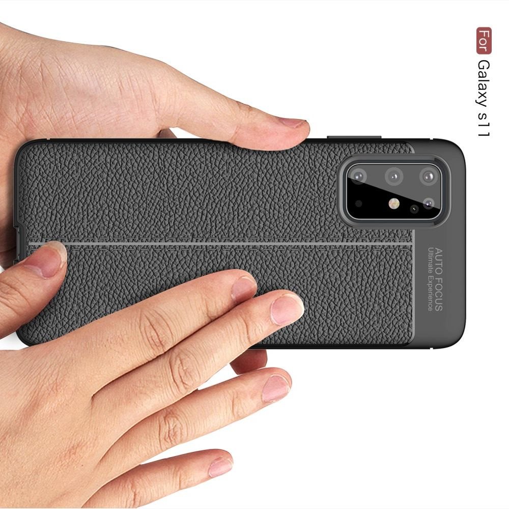 Leather Litchi силиконовый чехол накладка для Samsung Galaxy S20 Plus - Черный